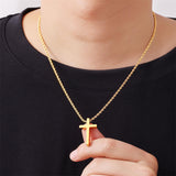 Sterling Silver Cross Pendant Necklace with Stainless Steel 2.5mm Rope Chain