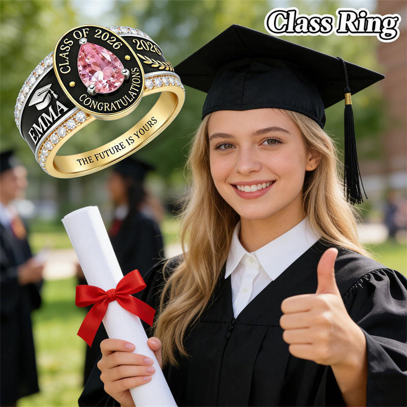 Sterling Silver Personalized Birthstone Class Ring Graduation Gifts for Women