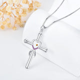 Sterling Silver Cross Necklace with Mustard Seed Faith Jewelry Cross Infinity Heart Necklace Christian Jewelry Gift for Women