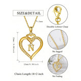 Heart Initial A-Z Pendant Necklace for 14K Gold Plated Women Initials Jewelry Gifts