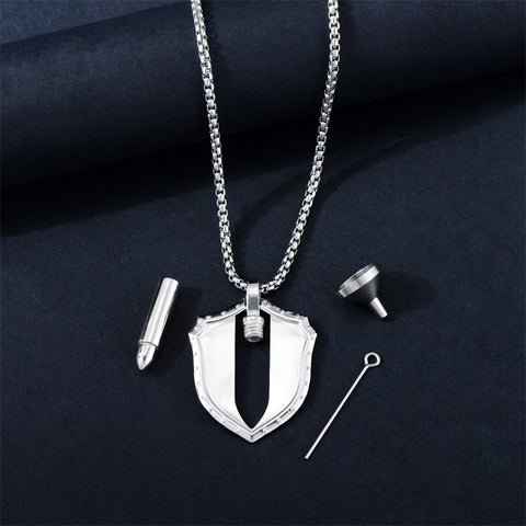 Sterling Silver Bullet Urn Necklace for Ashes for Men
