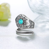 Sunflower Spoon Ring 925 Sterling Silver Adjustable Thumb Ring Vintage Turquoise Spoon Rings for Women Sunflower Spoon Ring Jewelry Gifts