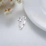 Sterling Silver Personalized Engraved Moissanite Engagement Ring