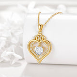 10K 14K 18K Gold Heart Rose Necklace I Love You Forever Heart Jewelry
