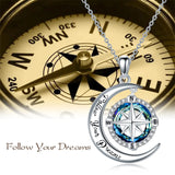 2024 Graduation Gifts Compass Necklace for Women S925 Sterling Silver I'd Be Lost Without You Compass Pendant with Crystal Graduation Necklace