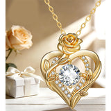 Sterling Silver Birthstone Rose Necklace for Women