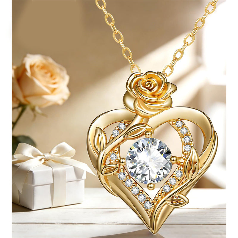 Sterling Silver Birthstone Rose Necklace for Women