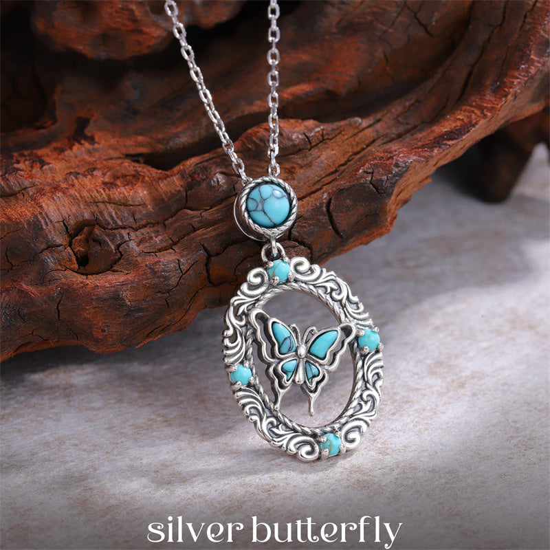 Sterling Silver Turquoise Butterfly Angel Wing Bee Hummingbird Pendant Necklace