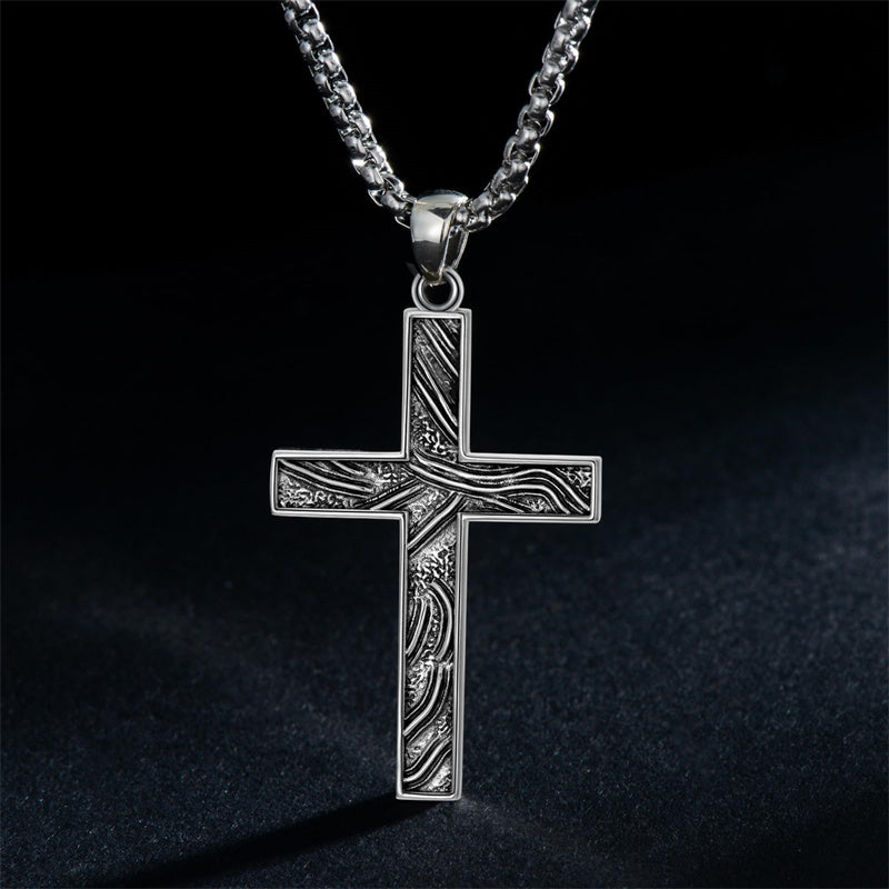 Sterling Silver Cross Religious Necklace for Men