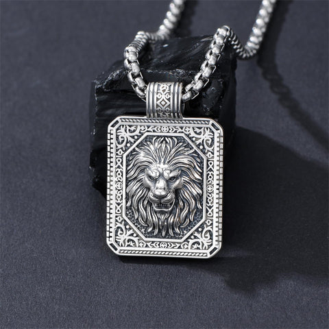 Sterling Silver Eagles Wolf Lion Pendant Necklace For Men with Stainless Steel Chain