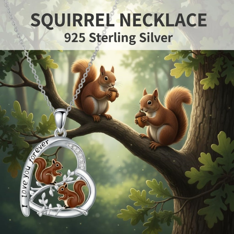 Sterling Silver Mother Daughter Squirrel Monkey Butterfly Bee Owl Necklace Engraved I Love You Forever