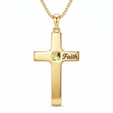 14K Gold Plated  Birthstone Cross Necklace  Pendant Necklace Mother's Day Birthday Gifts for Women