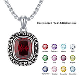 Sterling Silver Oval Personalized Birthstone & Engraved Class Graduation Pendant Necklace