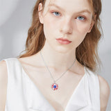 American Flag Necklace 925 Sterling Silver Sunflower Flag Pendant Necklace US Flag Patriotic Necklace Jewelry Independence Day Gifts for Women Teens