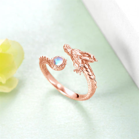 Sterling Silver Moonstone Dragon Ring