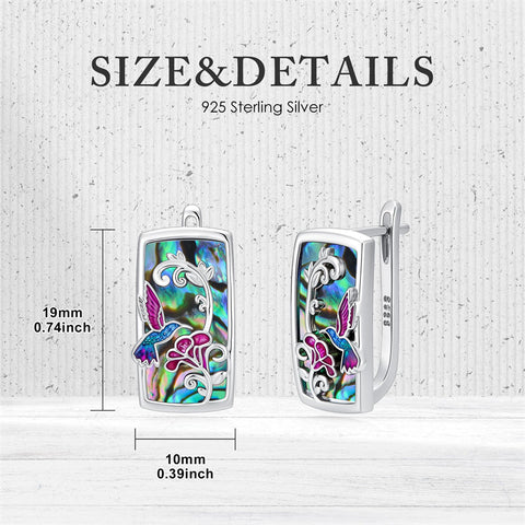 Sterling Silver Abalone Shell Mountain Cat Dog Fox Dragonfly Hummingbird Earring