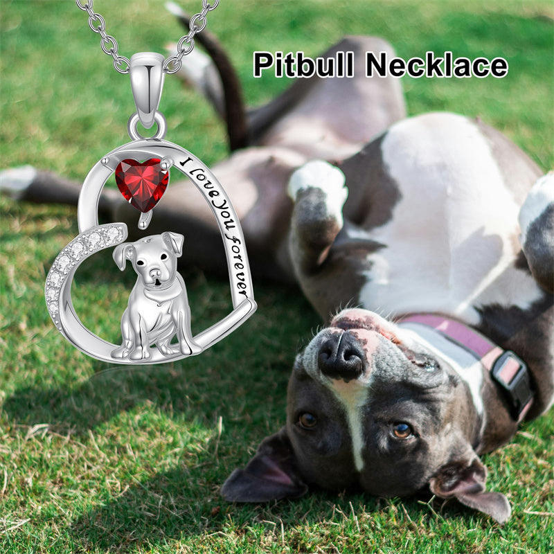 Sterling Silver 12 Month Birthstone Schnauzer Chihuahua Pitbull Pug Pendant Necklace for Women