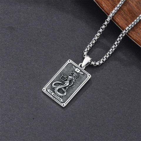 Sterling Silver Tarot Card Hecate Athena Artemis Lilith Medusa Goddess Pendant Necklace