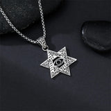 Sterling Silver Star of David Chai Cross Evil Eye Lion of Judah Menorah Tree of Life Protection Pendant Necklace