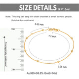 Solid 14K Gold Bracelets for Women, Real Gold Bead Thin Chain Bracelet