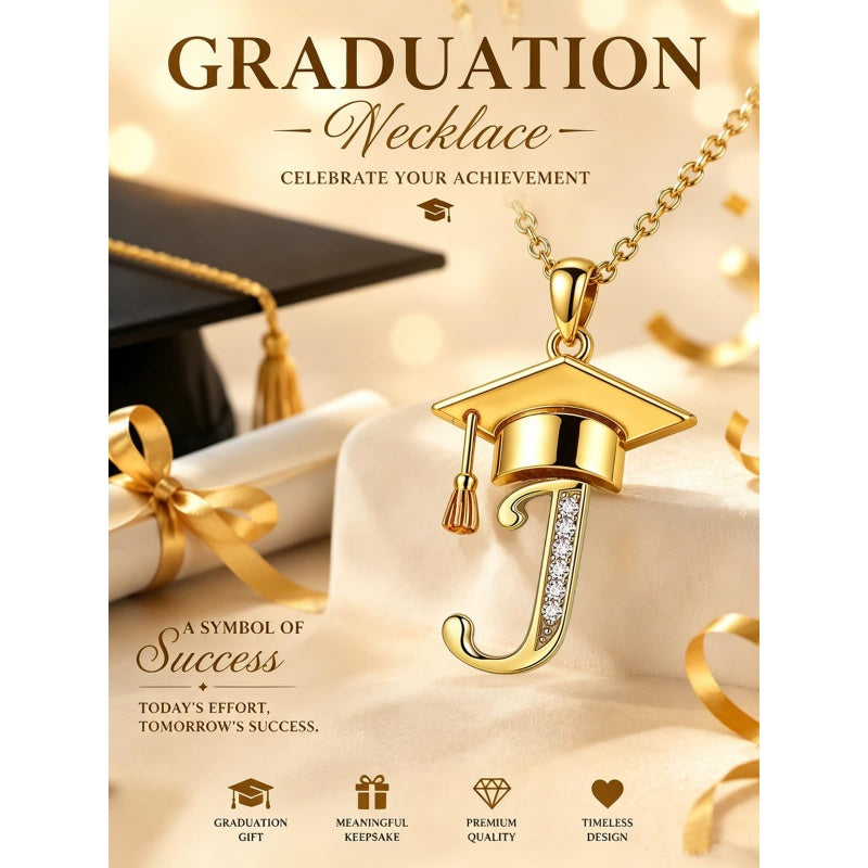 Initial  Graduation 14K Gold Plated Inspiring Grad Pendant Necklace Graduations Jewelry Gifts