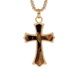 14K Gold Plated Wooden Abalone Shell Cross Pendant Necklacefor Men