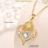 Sterling Sliver Birthstone Love Heart & Sunflower Pendant Necklace Engraved With You Are My Sunshine