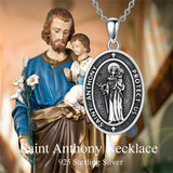 Sterling Silver St Anthony Francis Joseph Peregrine Raphael Sebastian Medal  Protection Pendant Necklace