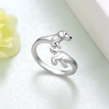 Sterling Silver  Dachshund Dog Adjustable Ring Gifts for Women Dog Lovers