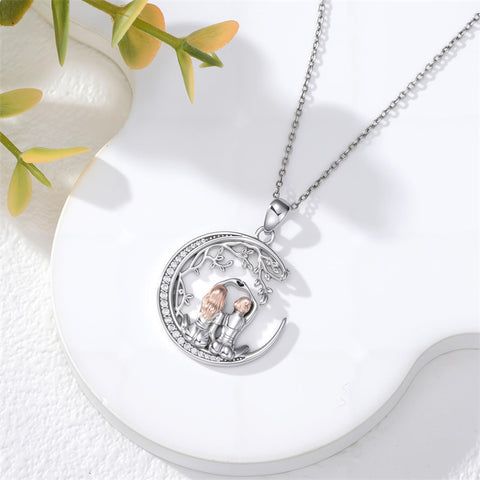 Sterling Silver Mother Daughter Father Daughter Sister Pendant Necklace Family Jewelry for Christmas Mother's Day