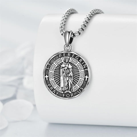 Religious Protector Necklace Sterling Silver Patron Saint Pendant Jewelry Gifts for Women Men