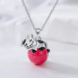 Sterling Silver Rose Quartz Cow Pendant Necklace