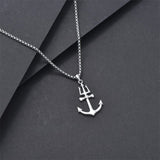Sterling Silver Earth Swordfish Trident Compass Anchor Pendant Necklace