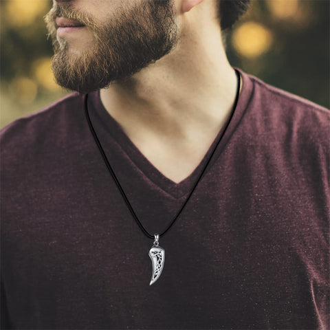 Sterling Silver Celtic Knot Wolf Tooth Urn Necklace for Ashes
