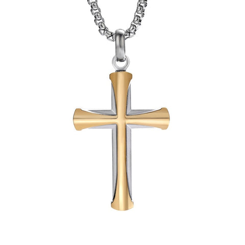 14K Gold Plated Cross Necklace for Men with Adjustable Chain Jewelry Gift for Him