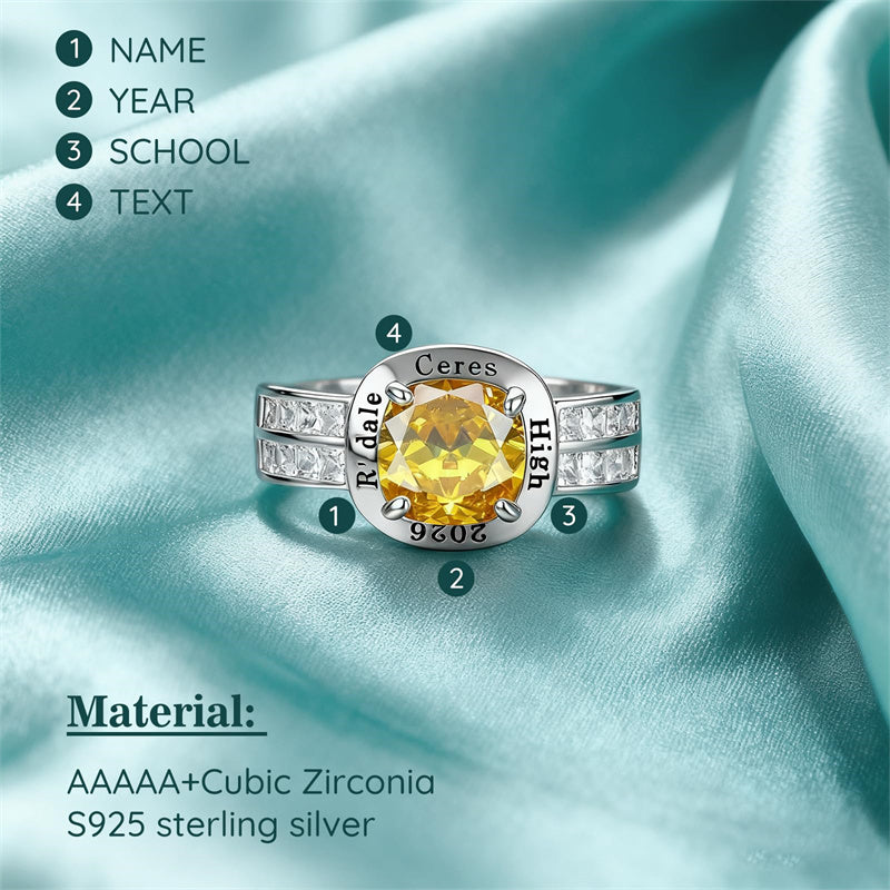 Sterling Silver Personalized Graduation Ring for Class of 2026