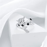 925 Sterling Silver Cute Animal Ring Adjustable Open Ring  Jewelry Gift for Women Girls