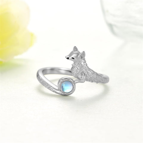 Sterling Silver  Moonstone Snake Fox Cat Octopus Wolf Ring