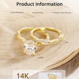 14K Gold Plated 3CT Oval Cut Twisting Infinity Pave Engagement Bridal Ring Sets  for Women