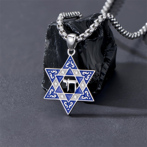 Sterling Silver Star of David, Evil Eye, Tree of Life, Cross Lion, Chai Pendant Necklace