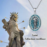 Sterling Silver Saint Christopher St Michael Saint Sebastian Amulet Pendant Necklace
