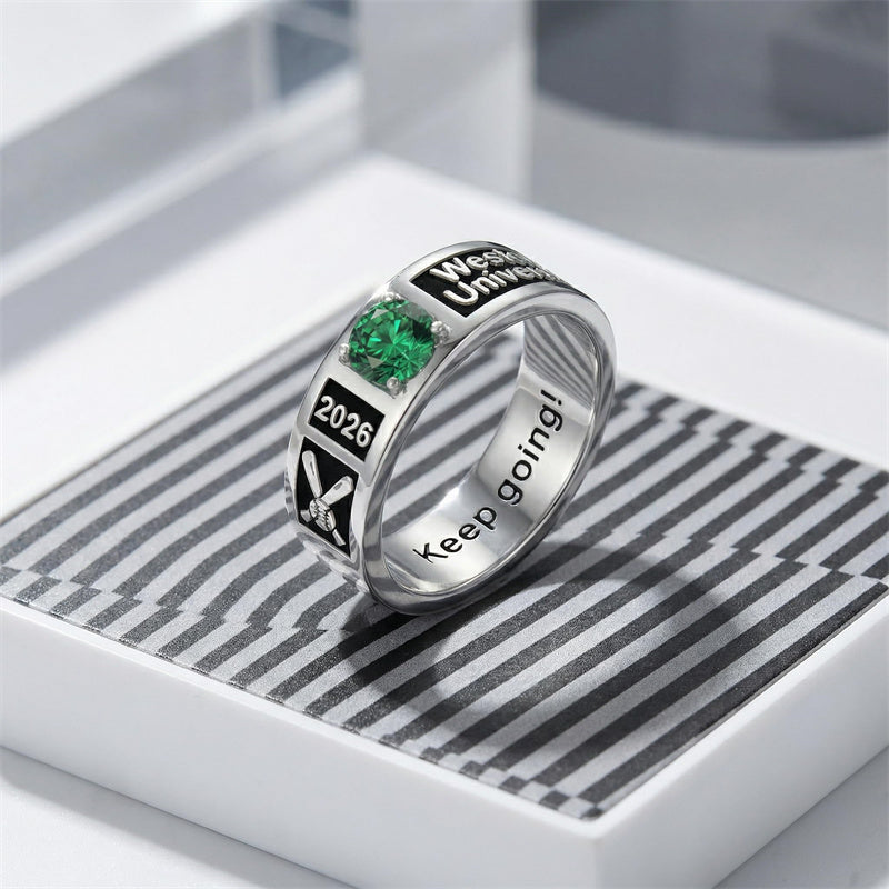 Sterling Silver 10K 14K 18K Gold Personalized Birthstone Class Ring Graduation Jewelry