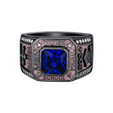 Sterling Silver Personalized Colorful Class High School  Graduation University College Ring for Men