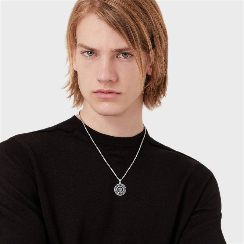 Sterling Silver Oxidized Tiger Wolf Lion Leopard Pendant Necklace for Men