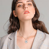 Rotatable Football Necklace 925 Sterling Silver Soccer Ball Pendant Necklace Soccer Jewelry Gifts for Soccer Lovers Fans Women Girls Sports Lovers