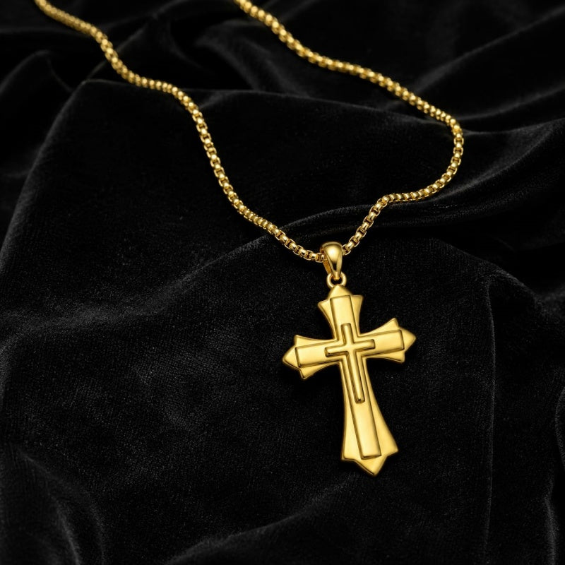 Cross Pendant Necklace  14K Gold Plated Christian Faith Jewelry