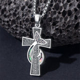 Sterling Silver Wooden Cross Pendant Necklace