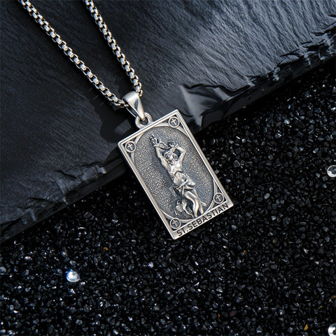 Sterling Silver Saint Anthony Saint Jude Saint Christopher   Saint Michael Amulet Religious Pendant Necklace
