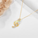 14K Yellow Gold Music Note Pendant Necklace