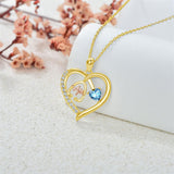 10K 14K 18K Gold Heart Birthstone Personalized Engraved Stethoscope Pendant Necklace